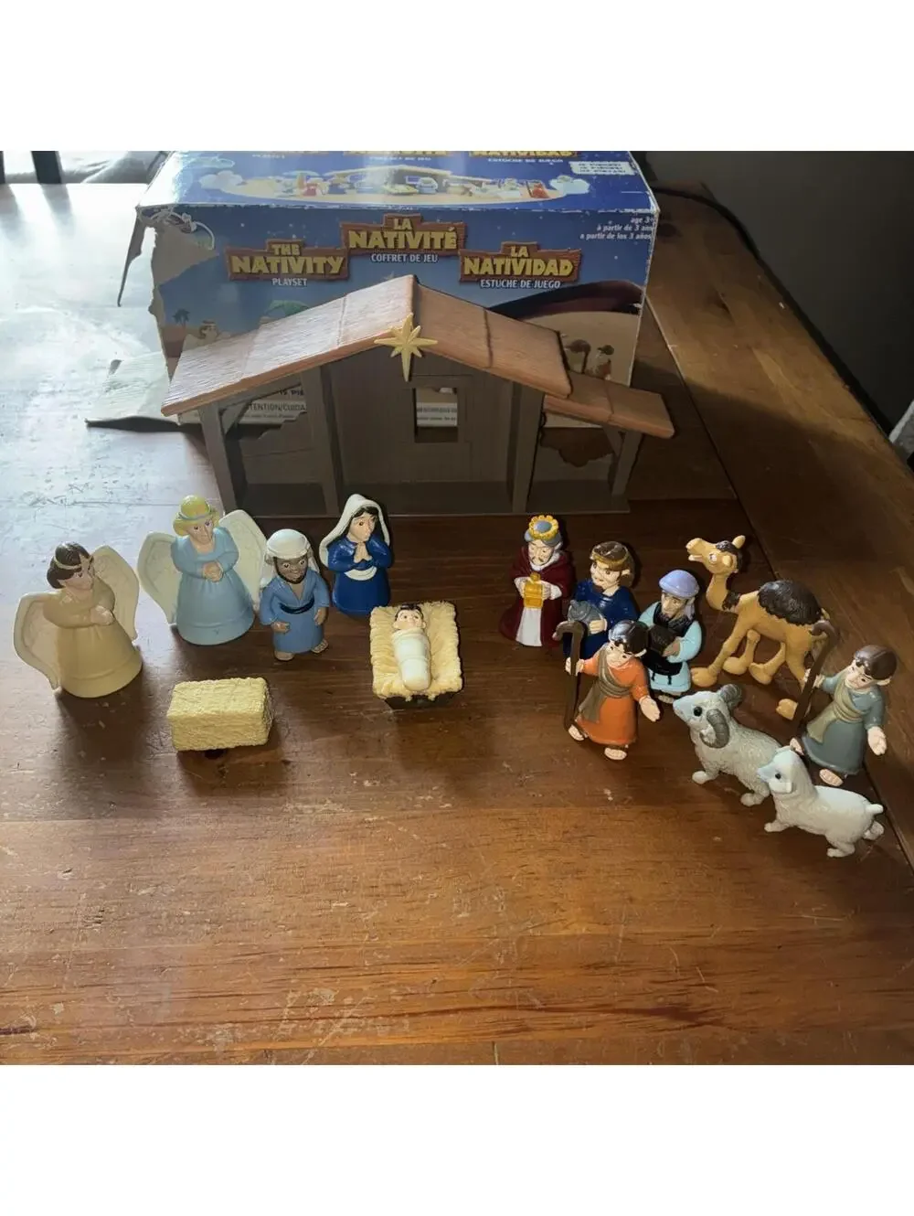 BIBLE TOYS NATIVITY PLAYSET 17 PIECE PREOWNED 2013 MISSING DONKEY & Palm Tree